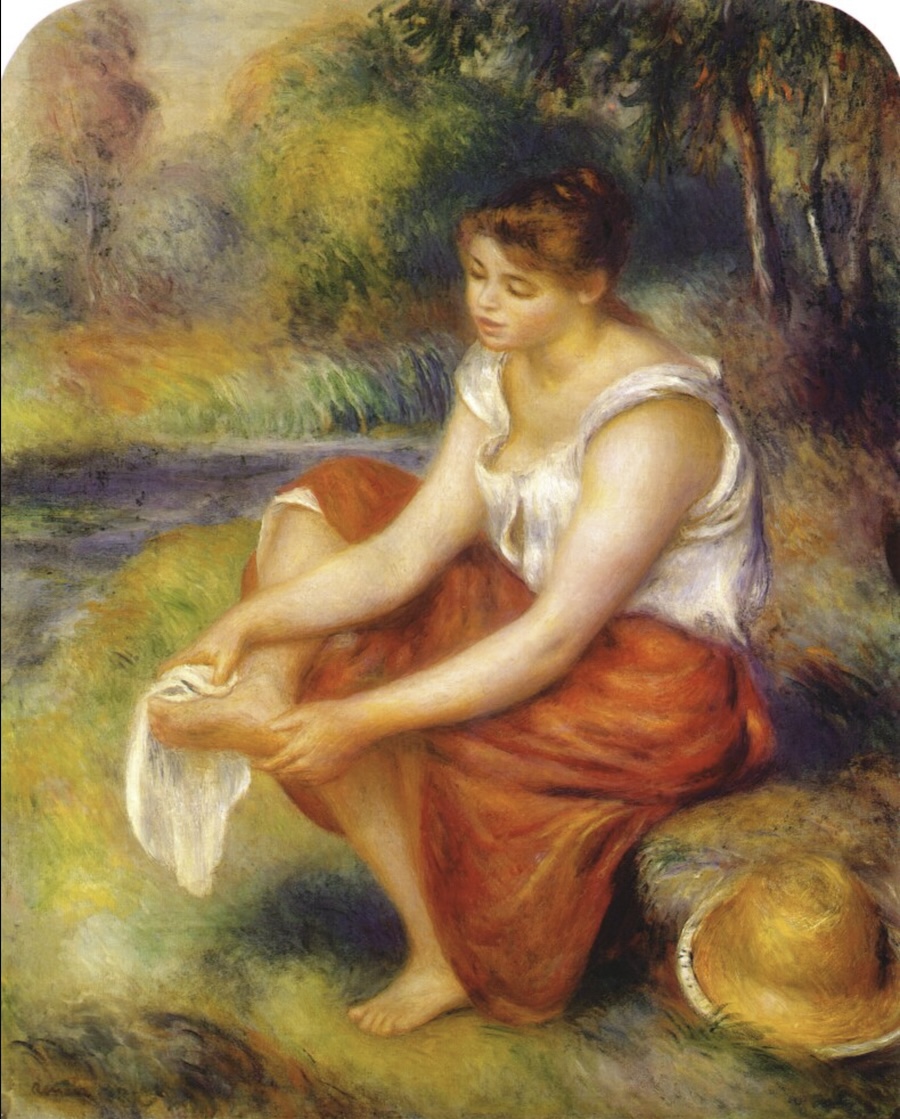 Girl Wiping Her Feet - by Pierre-Auguste Renoir