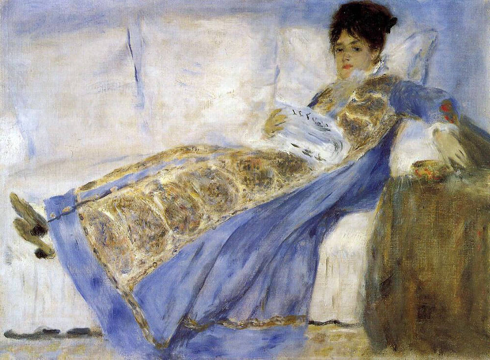 Madame Monet Lying on a Sofa - by Pierre-Auguste Renoir